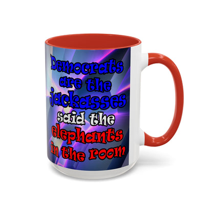donkeys and elephants - Accent Mug (grey-pink wave)