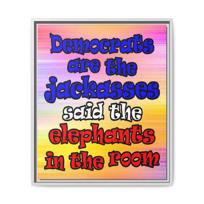 donkeys and elephants - framed canvas art (color blur)