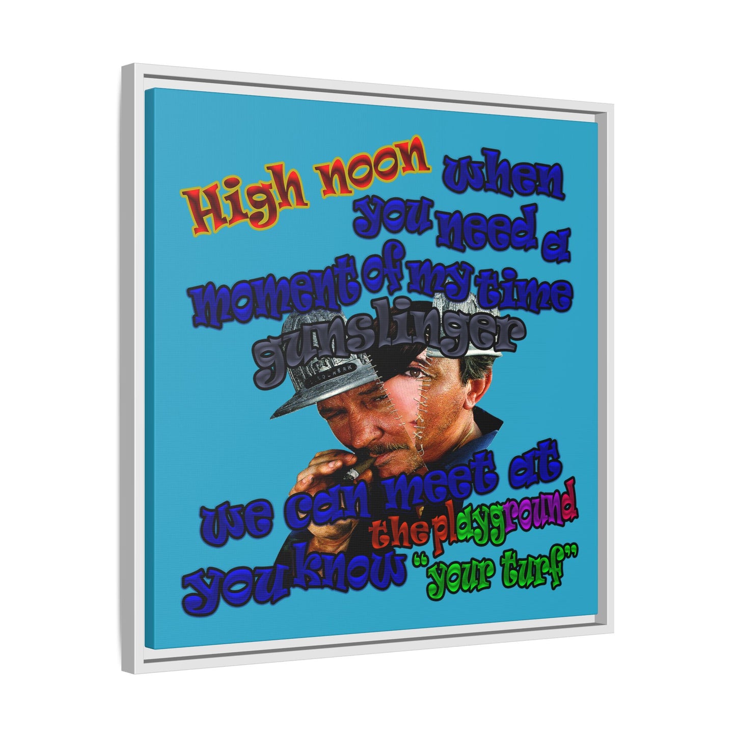 high noon - framed canvas art (turquoise)