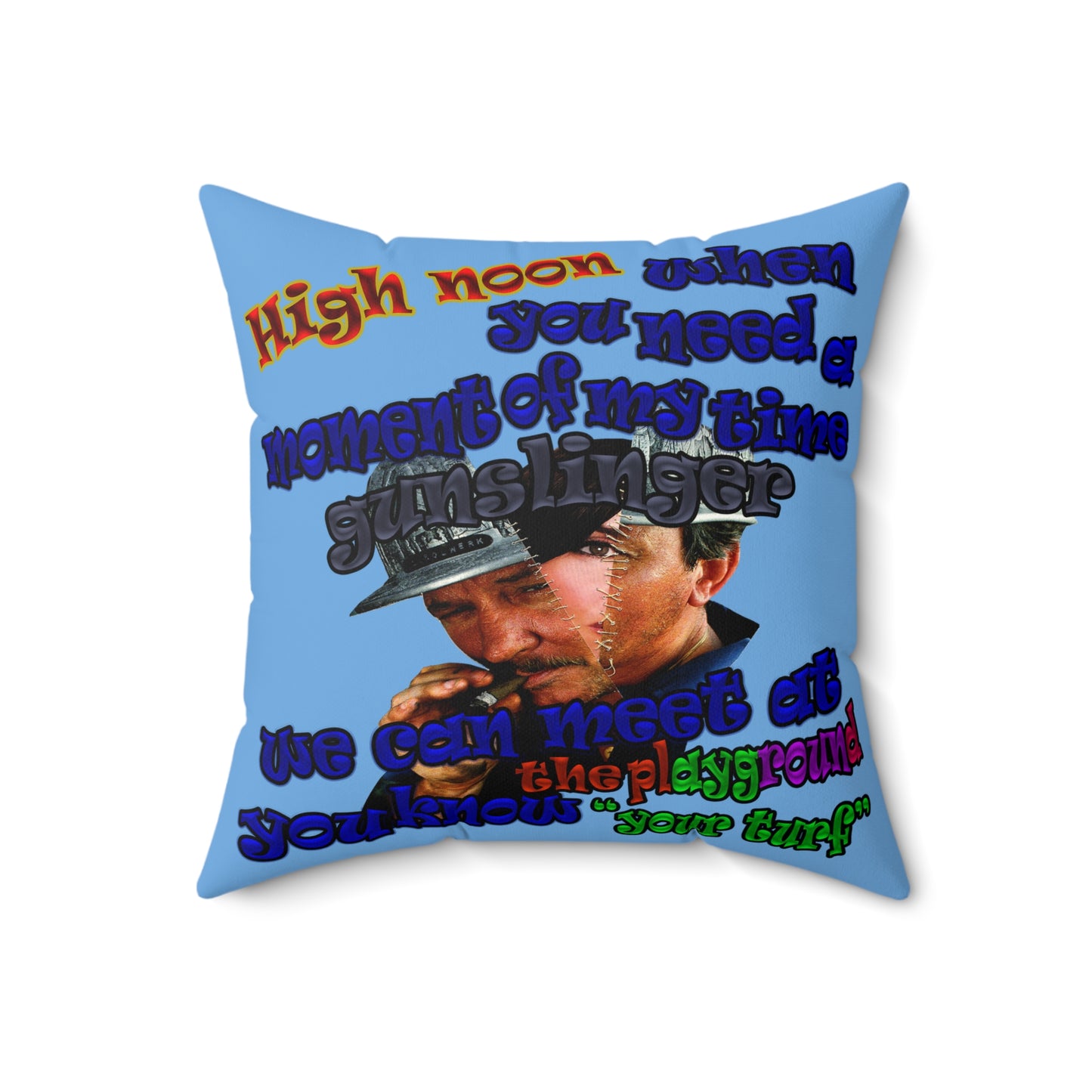 high noon - Spun Polyester Square Pillow - (light blue)
