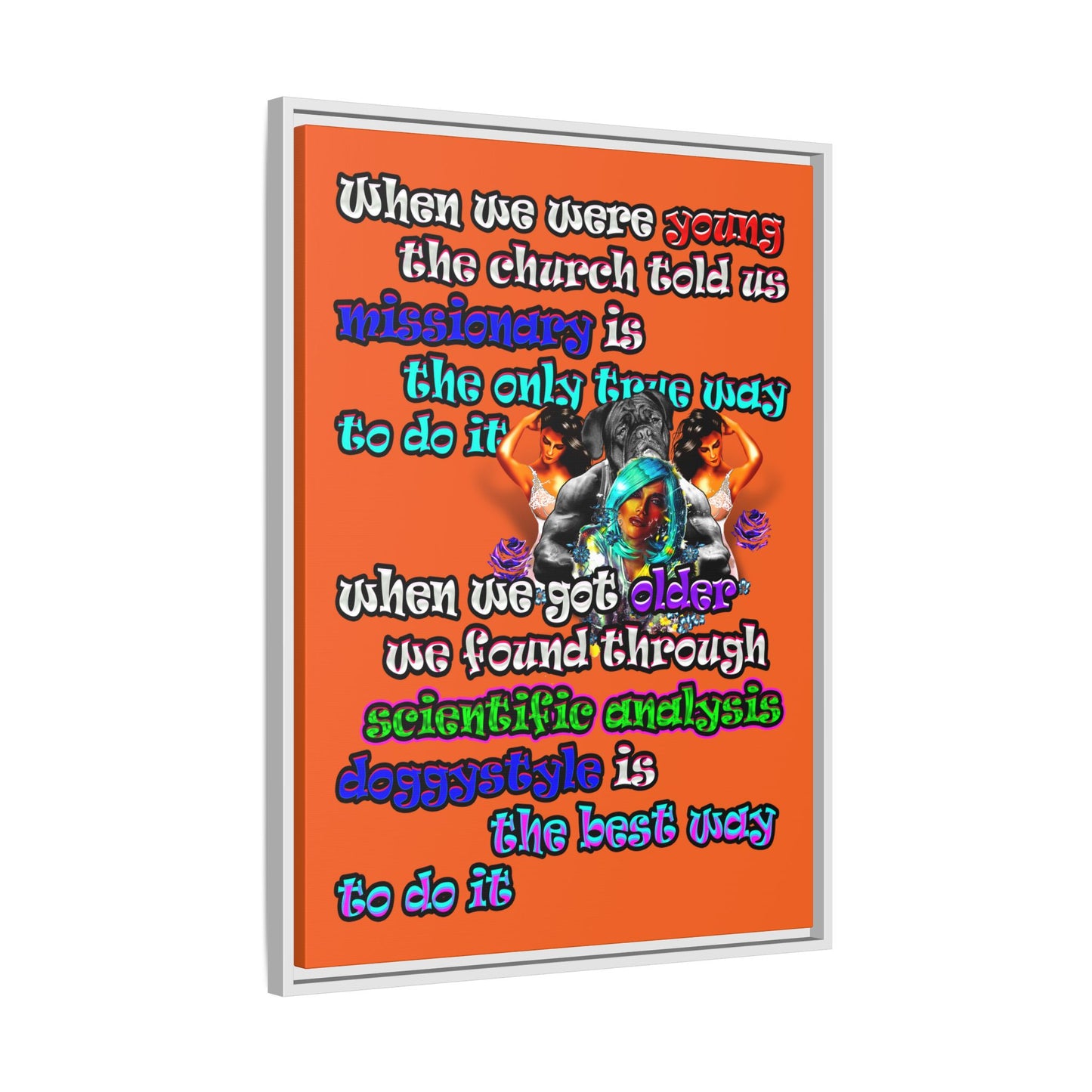 doggystyle - framed canvas art (orange)