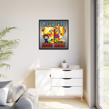 love peace - framed canvas art (brushed nickel)