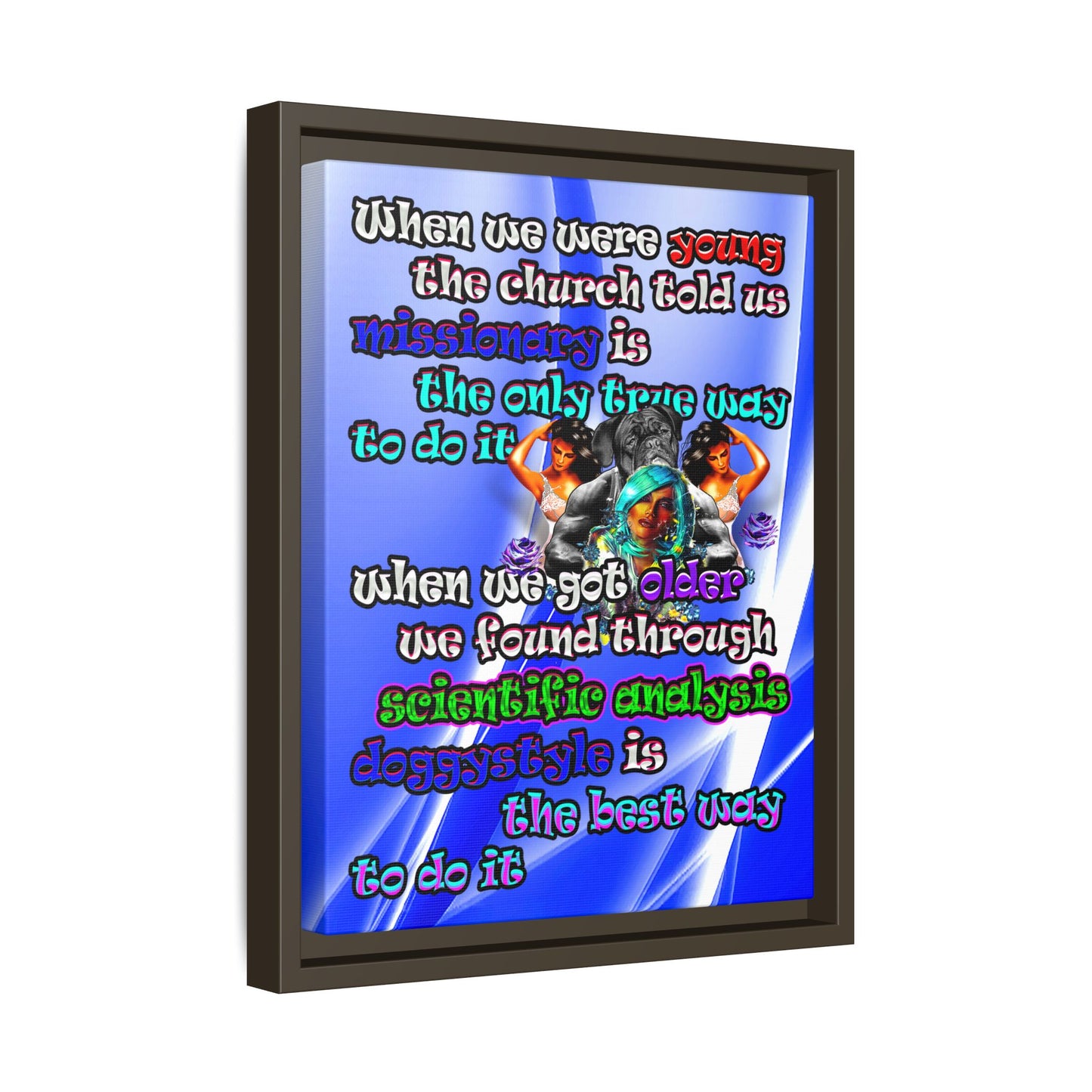 doggystyle - framed canvas art (blue-white wave)