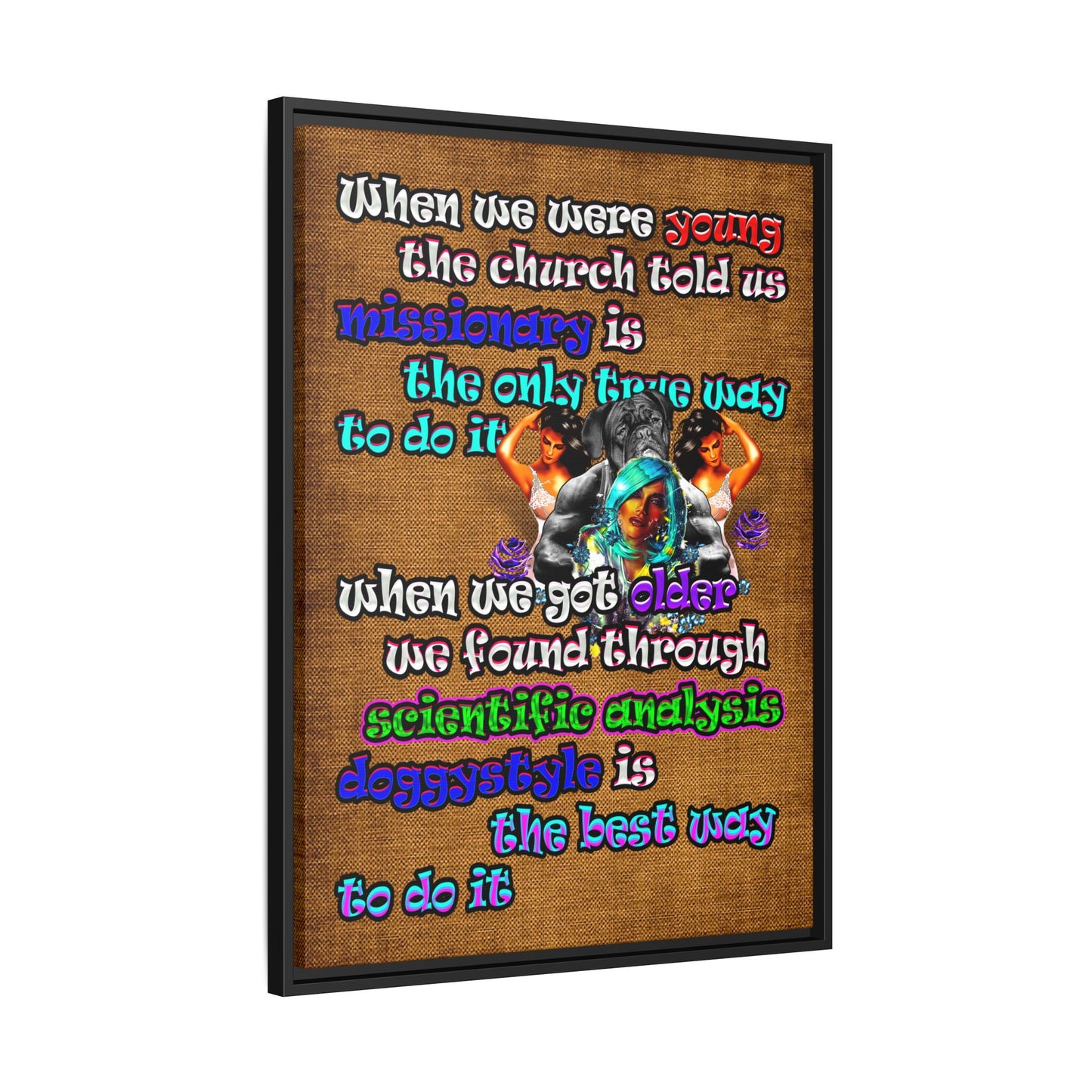 doggystyle - framed canvas art (brown papyrus)