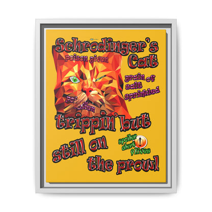 schrodinger's cat - framed canvas art (yellow)