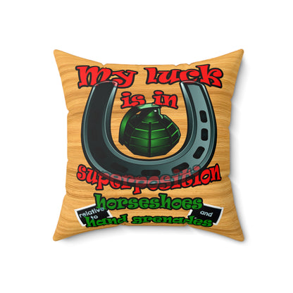 my luck - Faux Suede Square Pillow - (butterscotch wood finish)