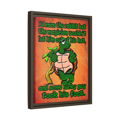 turtle race - framed canvas art (burnt orange)