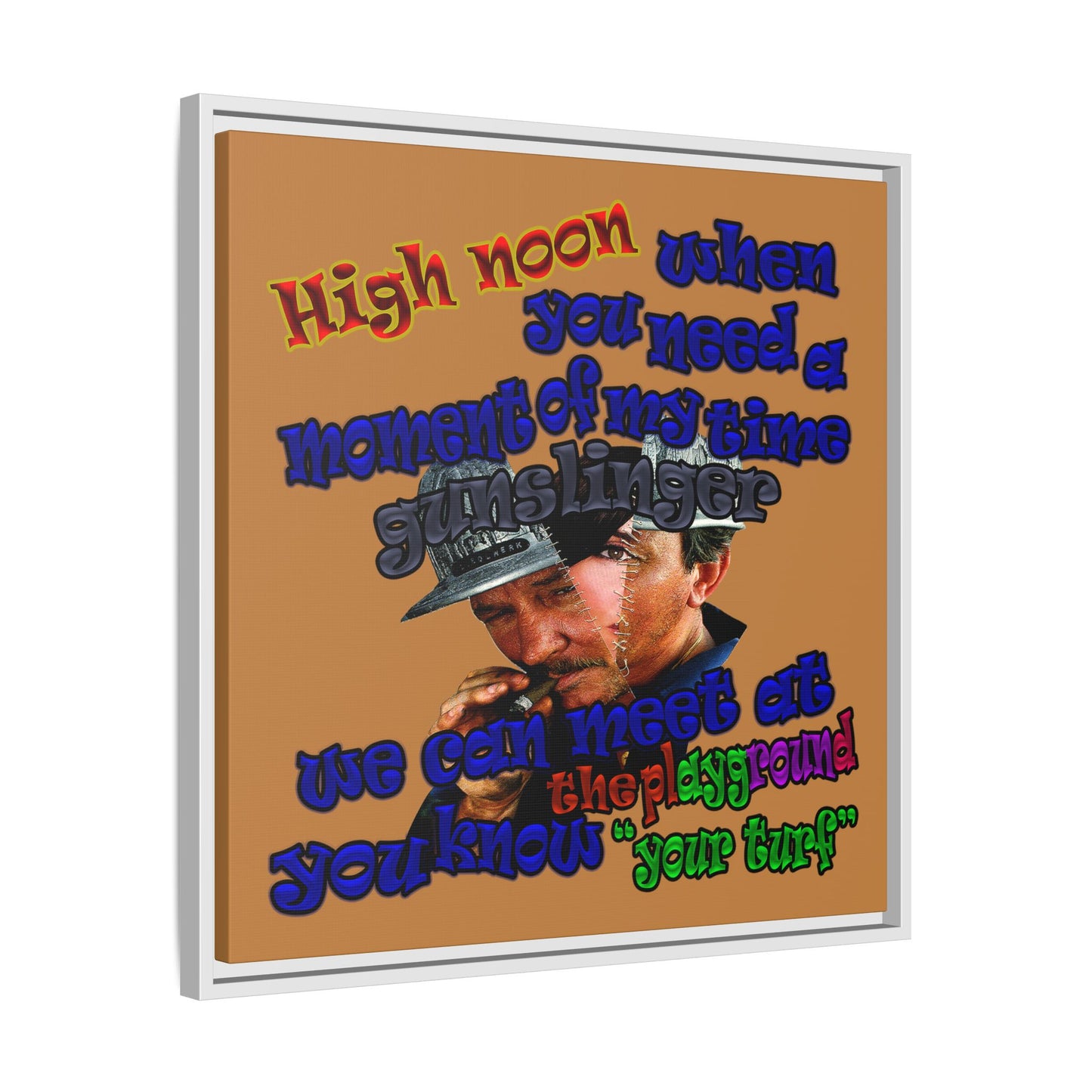 high noon - framed canvas art (light brown)