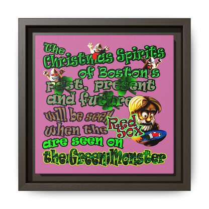 christmas spirits of boston - framed canvas art (light pink)