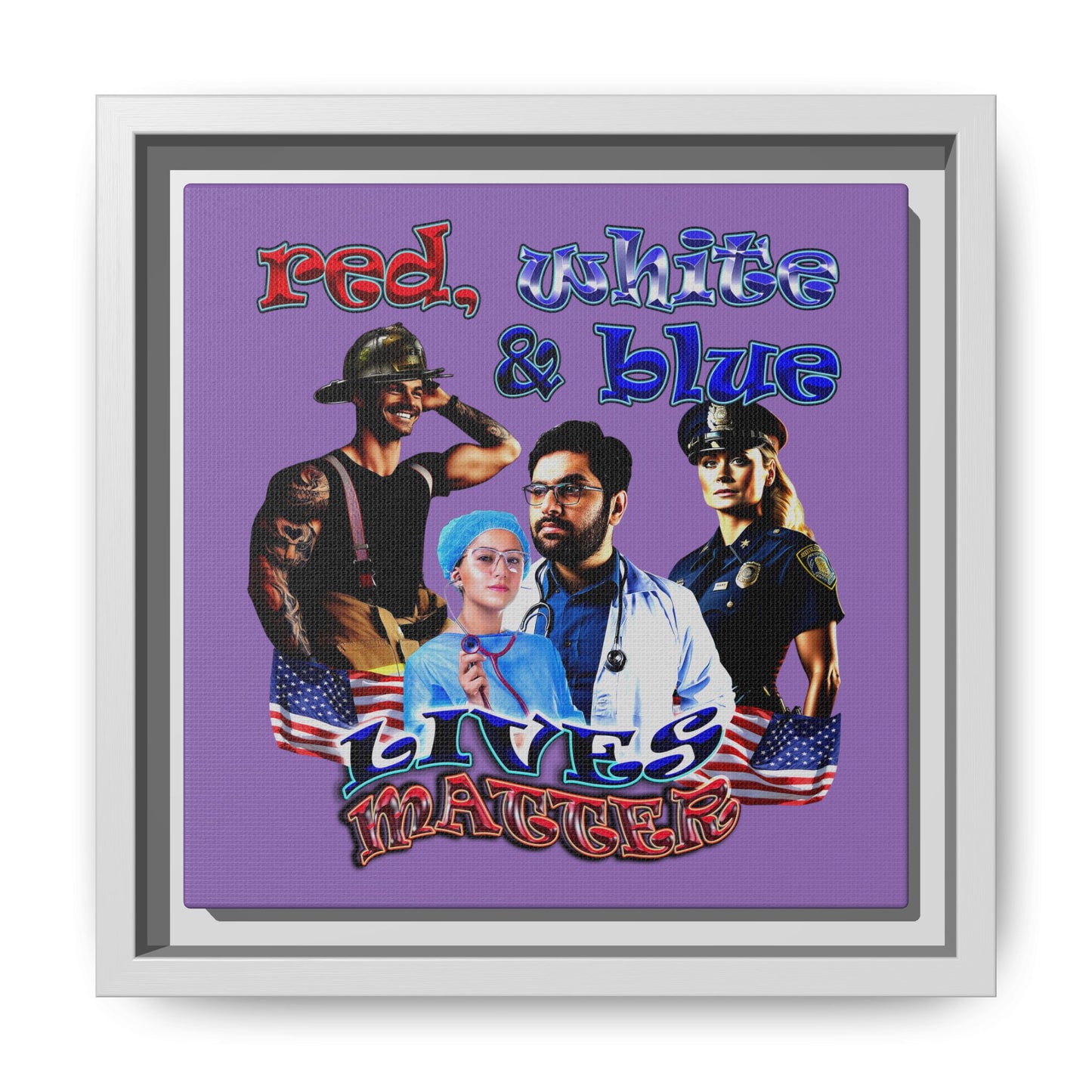rw&b lives matter - framed canvas art (light purple)