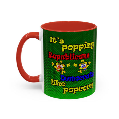 popping like popcorn - Accent Mug (logo green)