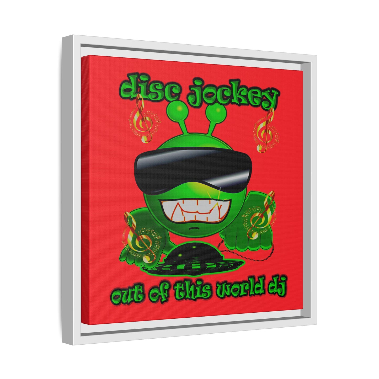 disc jockey - framed canvas art (red)
