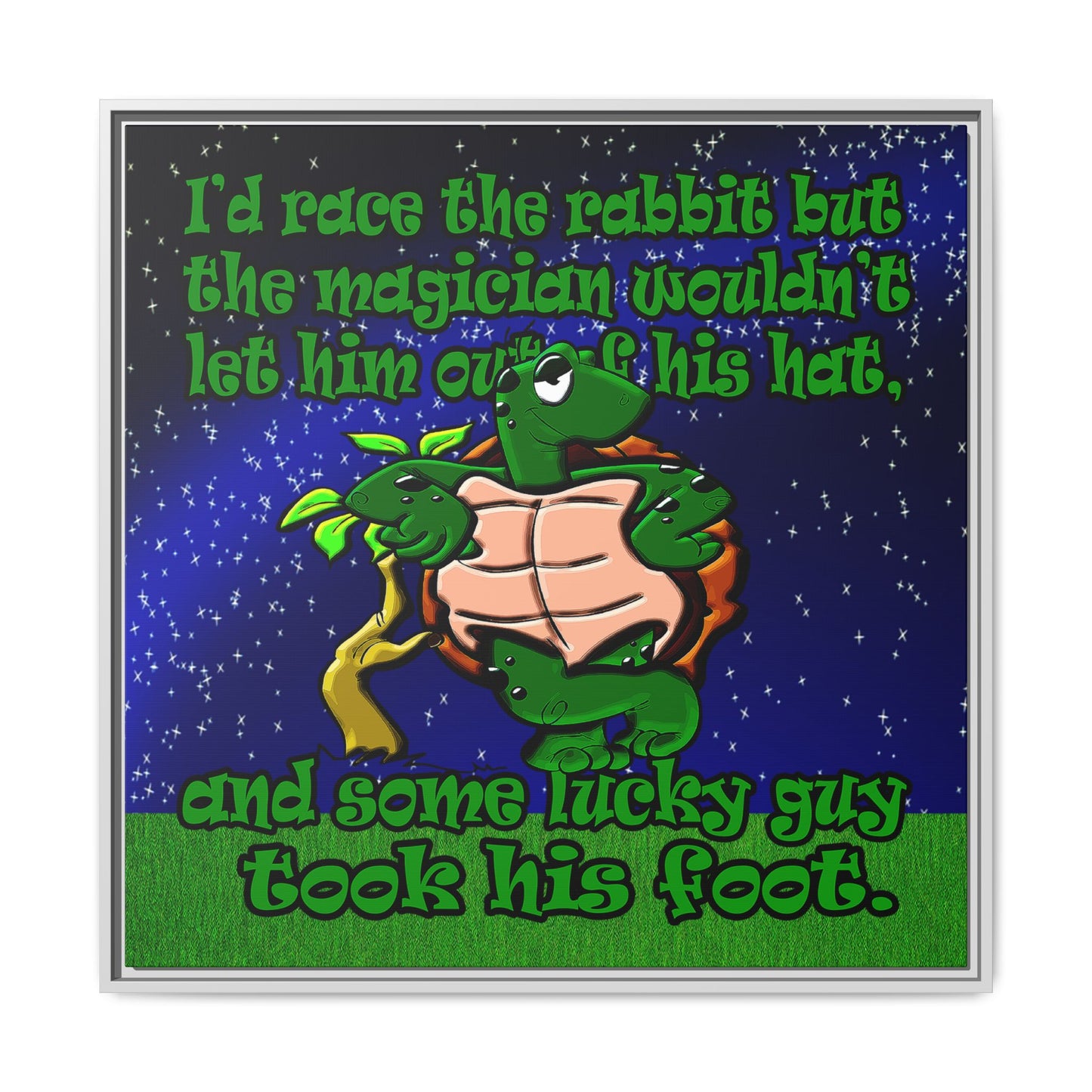 turtle race - framed canvas art ('snoops' background)