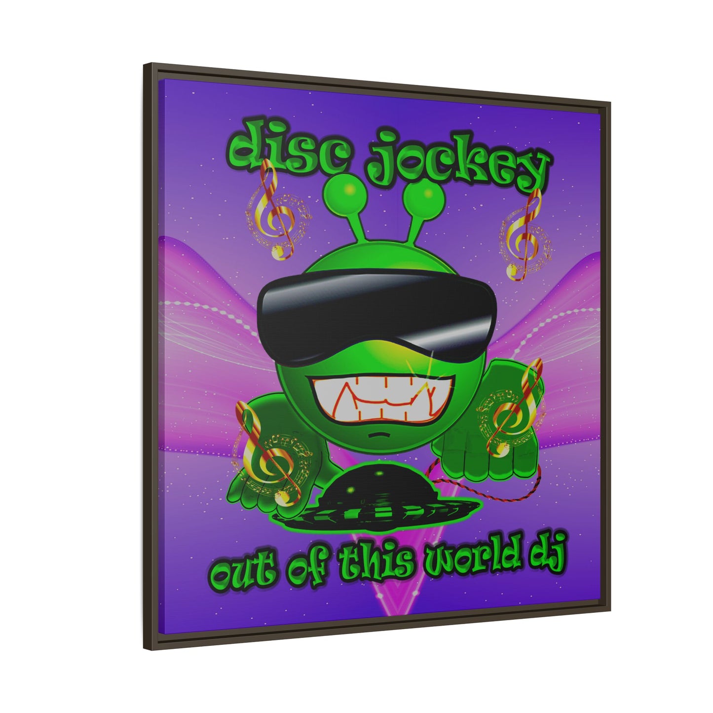 disc jockey - framed canvas art (purple-pink wave)