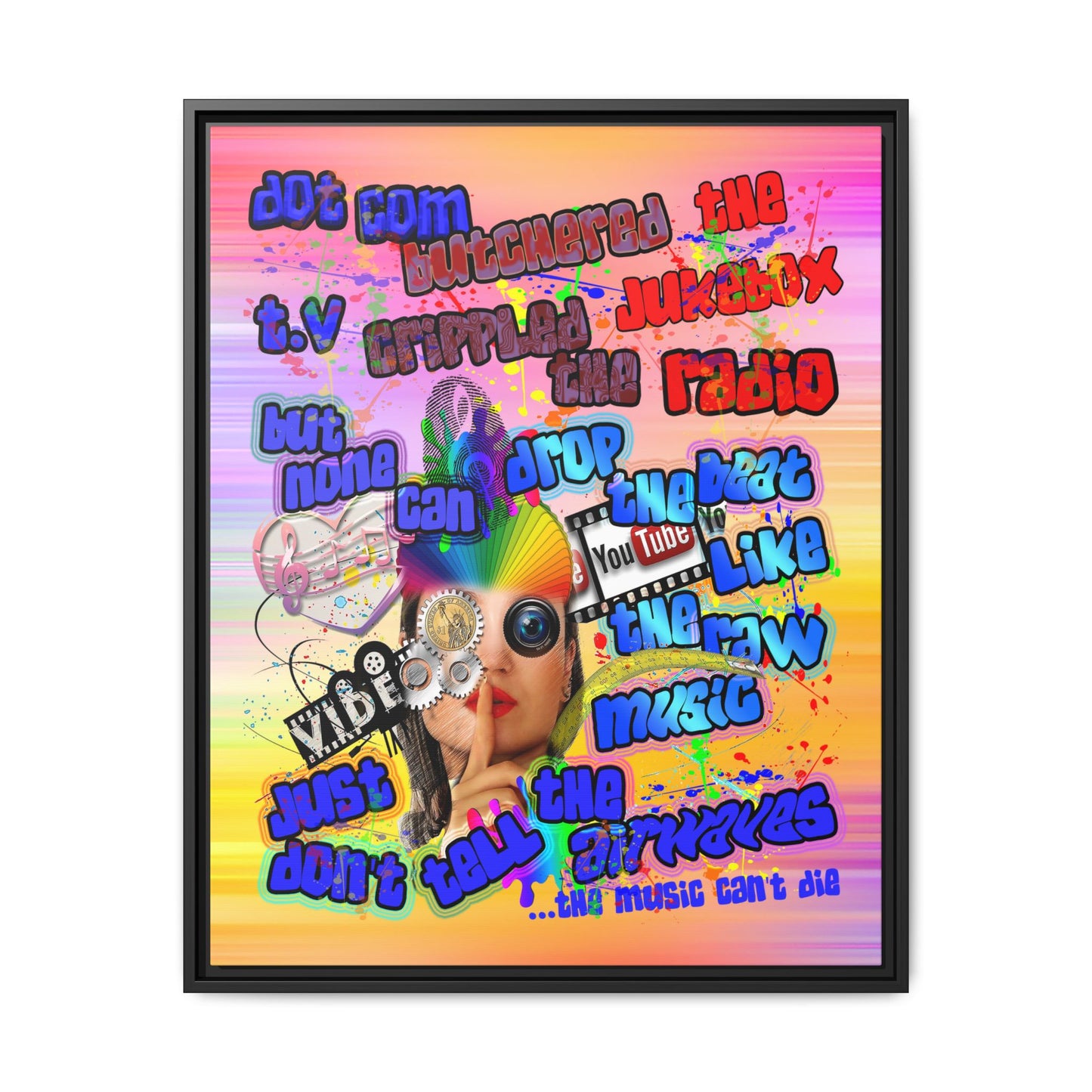 drop the beat - framed canvas art (color blur)