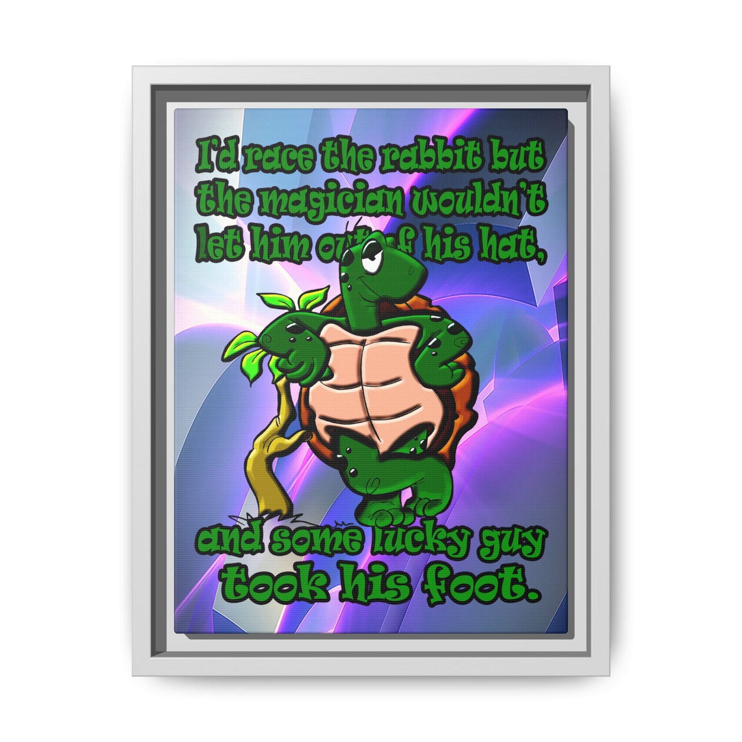 turtle race - framed canvas art (grey-pink wave)