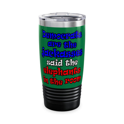 donkeys and elephants - Ringneck Tumbler, 20oz (dark green)