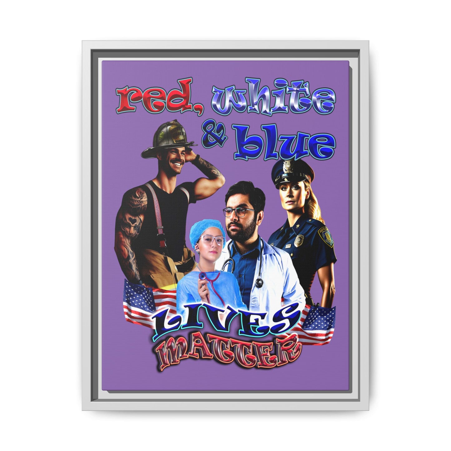 rw&b lives matter - framed canvas art (light purple)