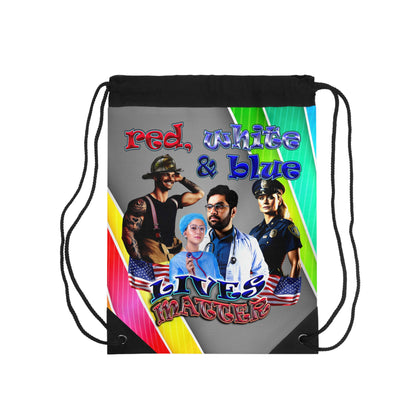 rw&b lives matter - Drawstring Bag (rainbow split)