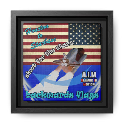 shoot for the stars - framed canvas art (blue-white wave)