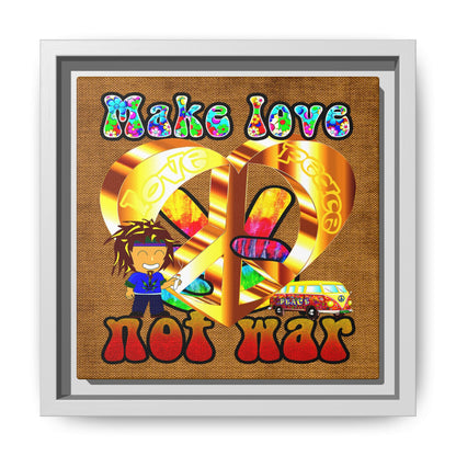 love peace - framed canvas art (brown papyrus)