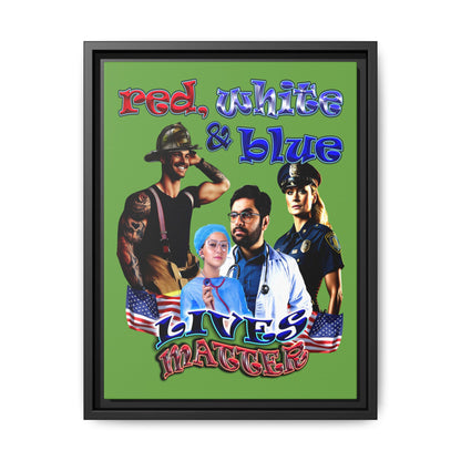 rw&b lives matter - framed canvas art (green)