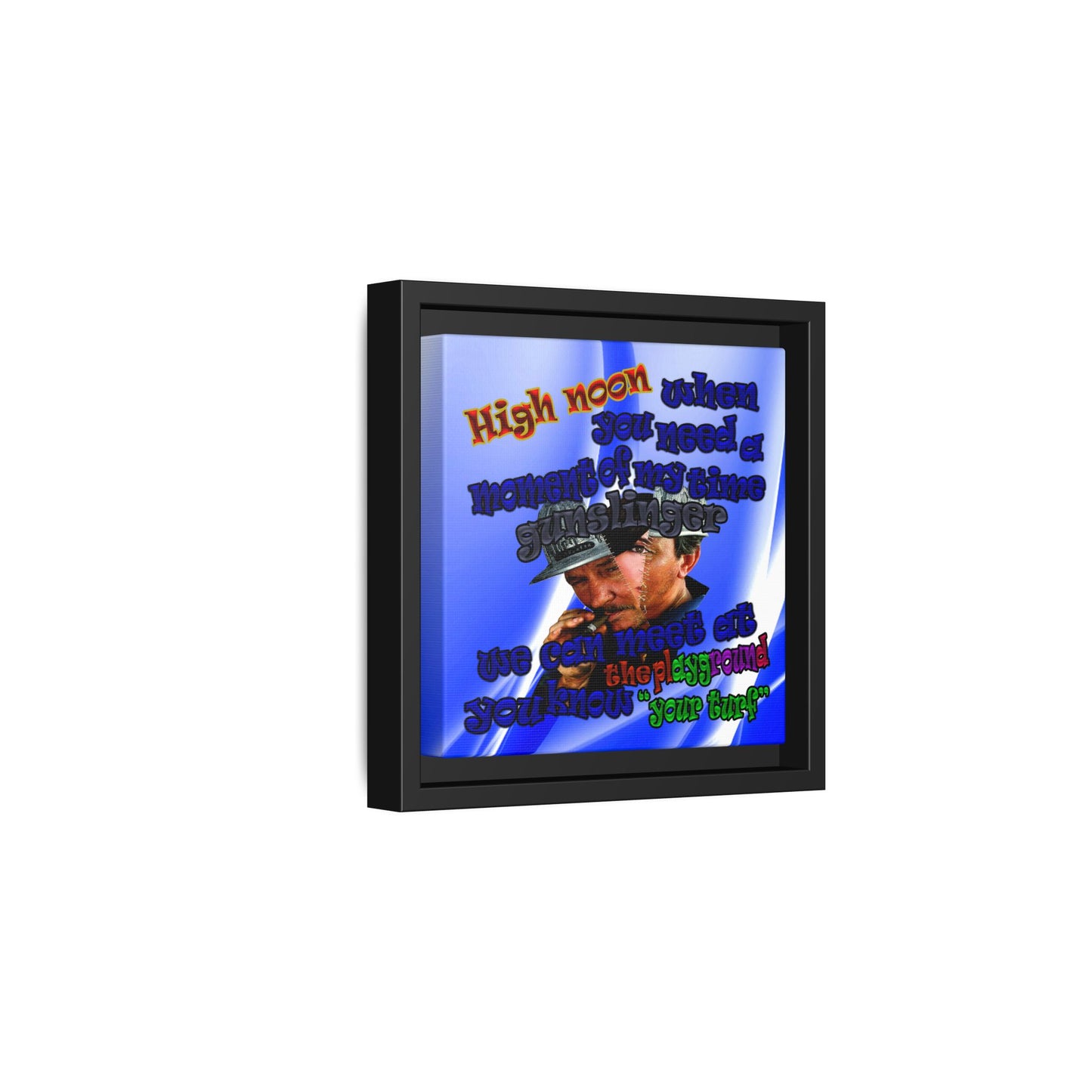 high noon - framed canvas art (blue-white wave)