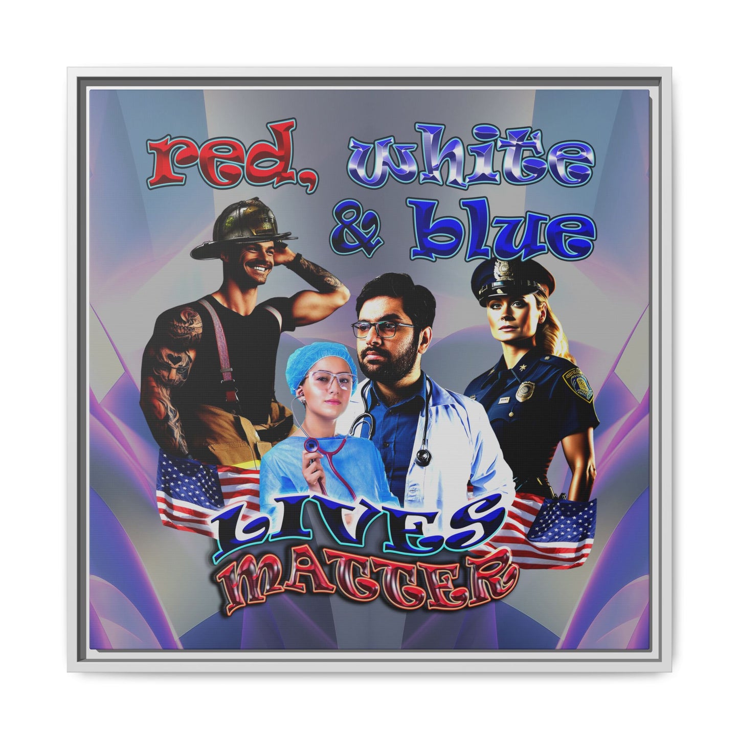 rw&b lives matter - framed canvas art (grey-pink wave)