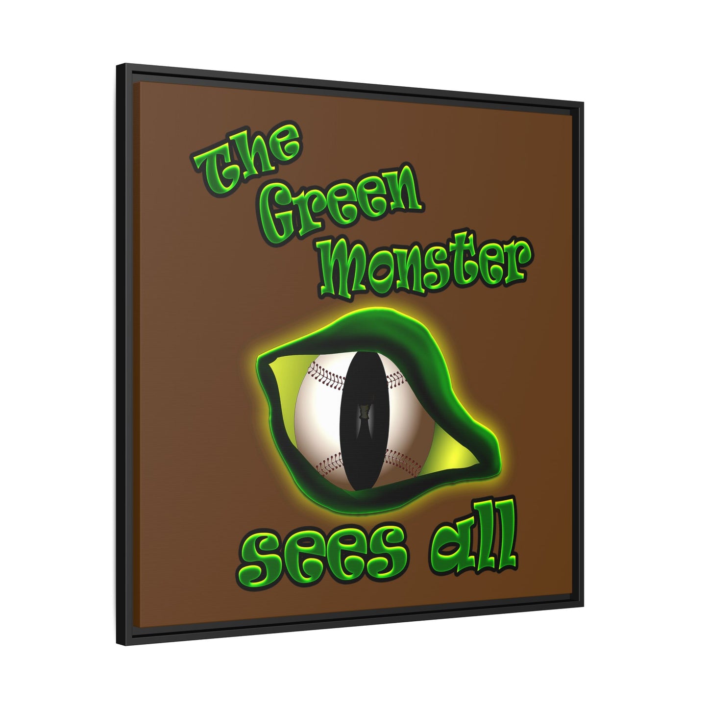 green monster - framed canvas art (brown)