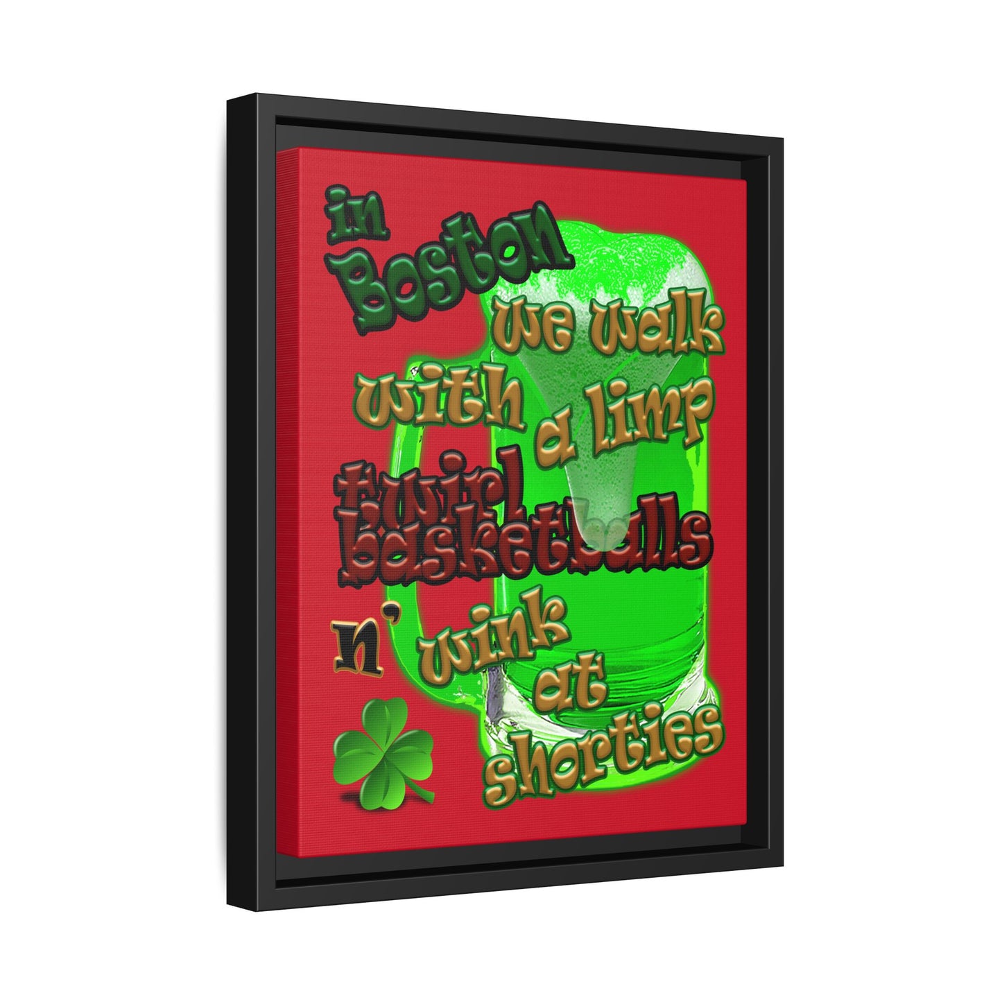celtics logo - framed canvas art (dark red)