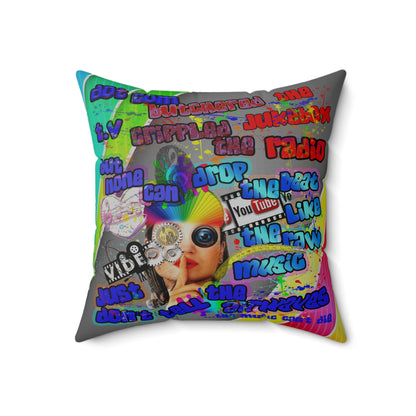 drop the beat - Spun Polyester Square Pillow - (rainbow split)