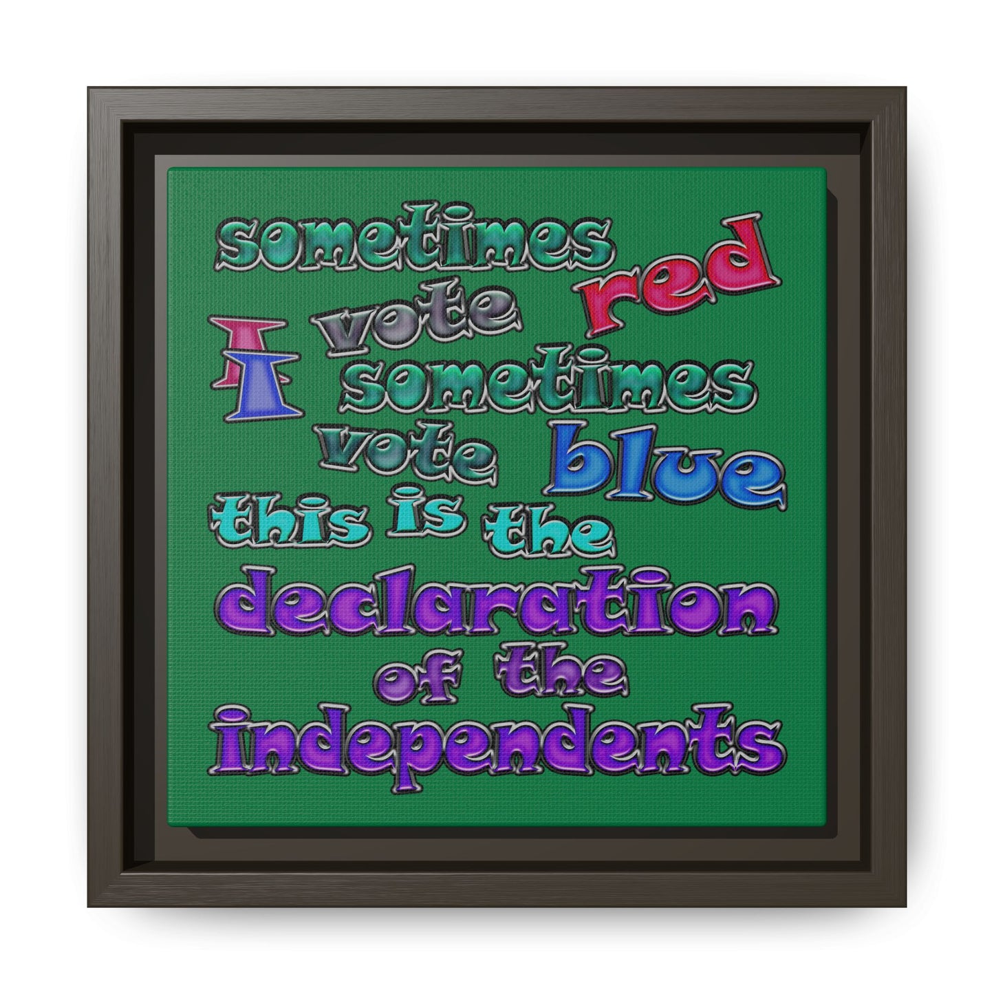 declaration of the independents - framed canvas art (dark green)