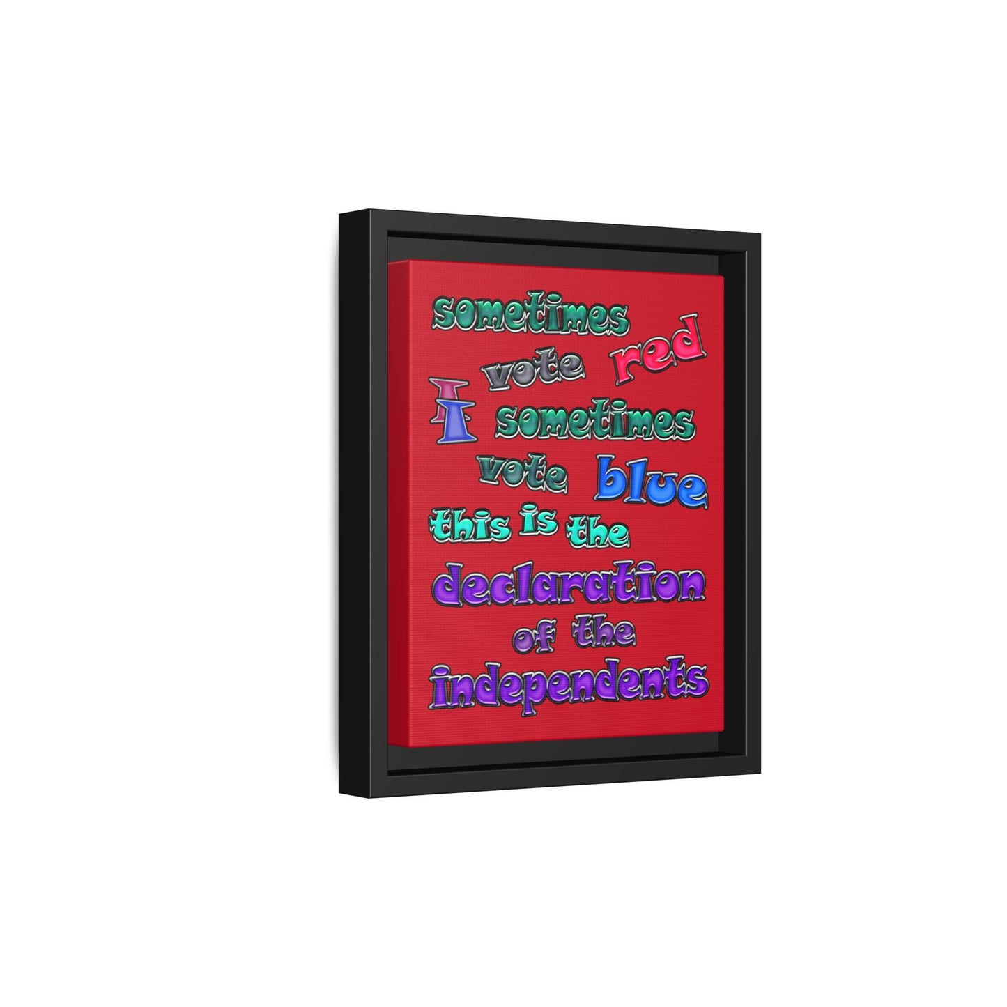 declaration of the independents - framed canvas art (dark red)