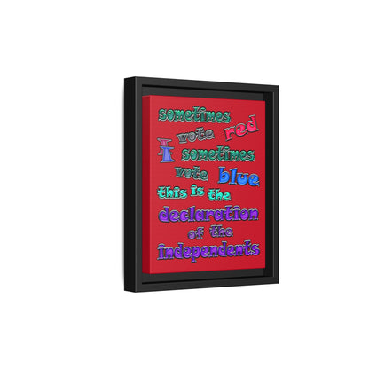 declaration of the independents - framed canvas art (dark red)