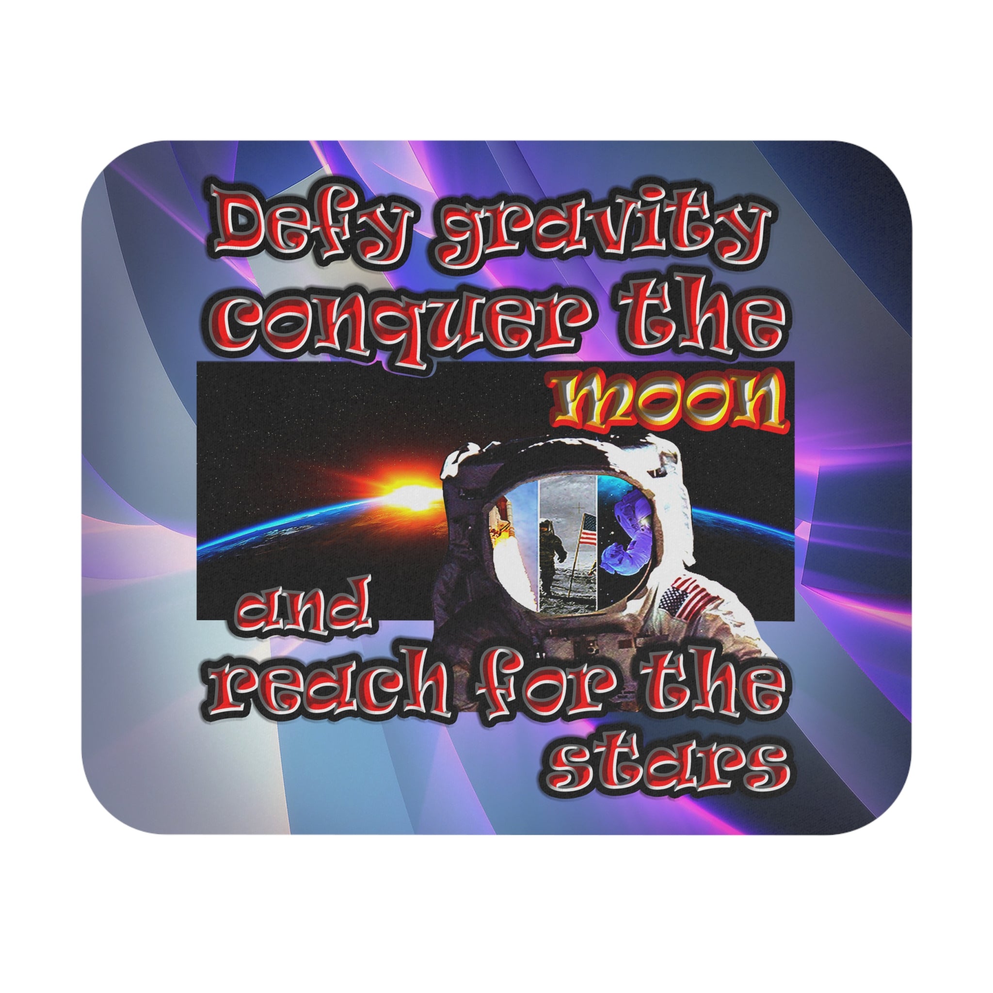 defy conquer reach - Mouse Pad (Rectangle) (grey-pink wave)