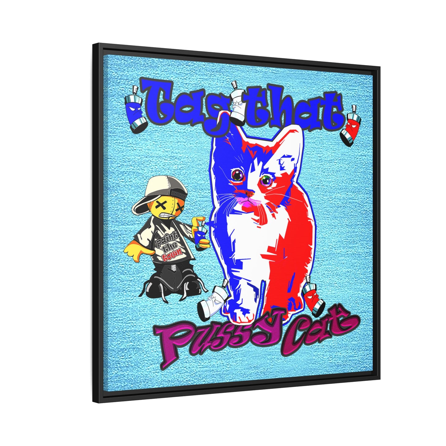 tag that - framed canvas art (faded blue)