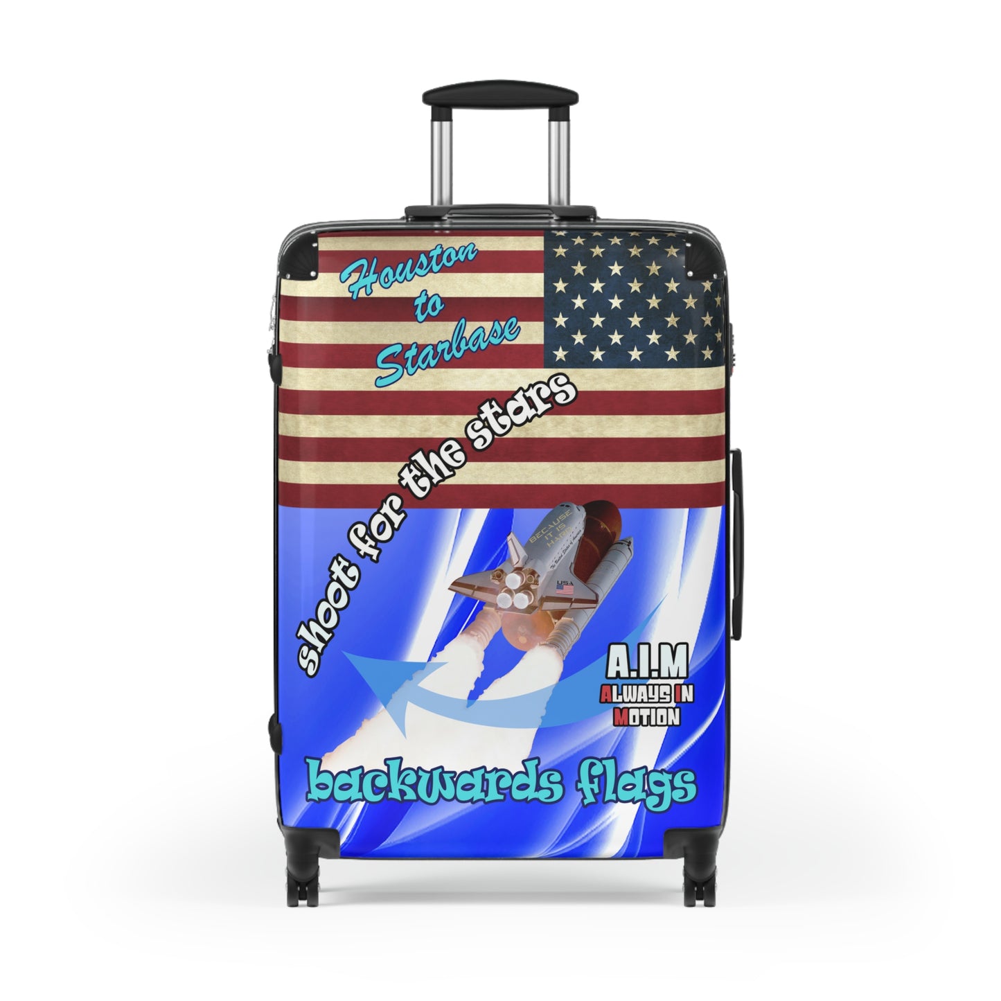 shoot for the stars - Suitcase (blue-white wave)