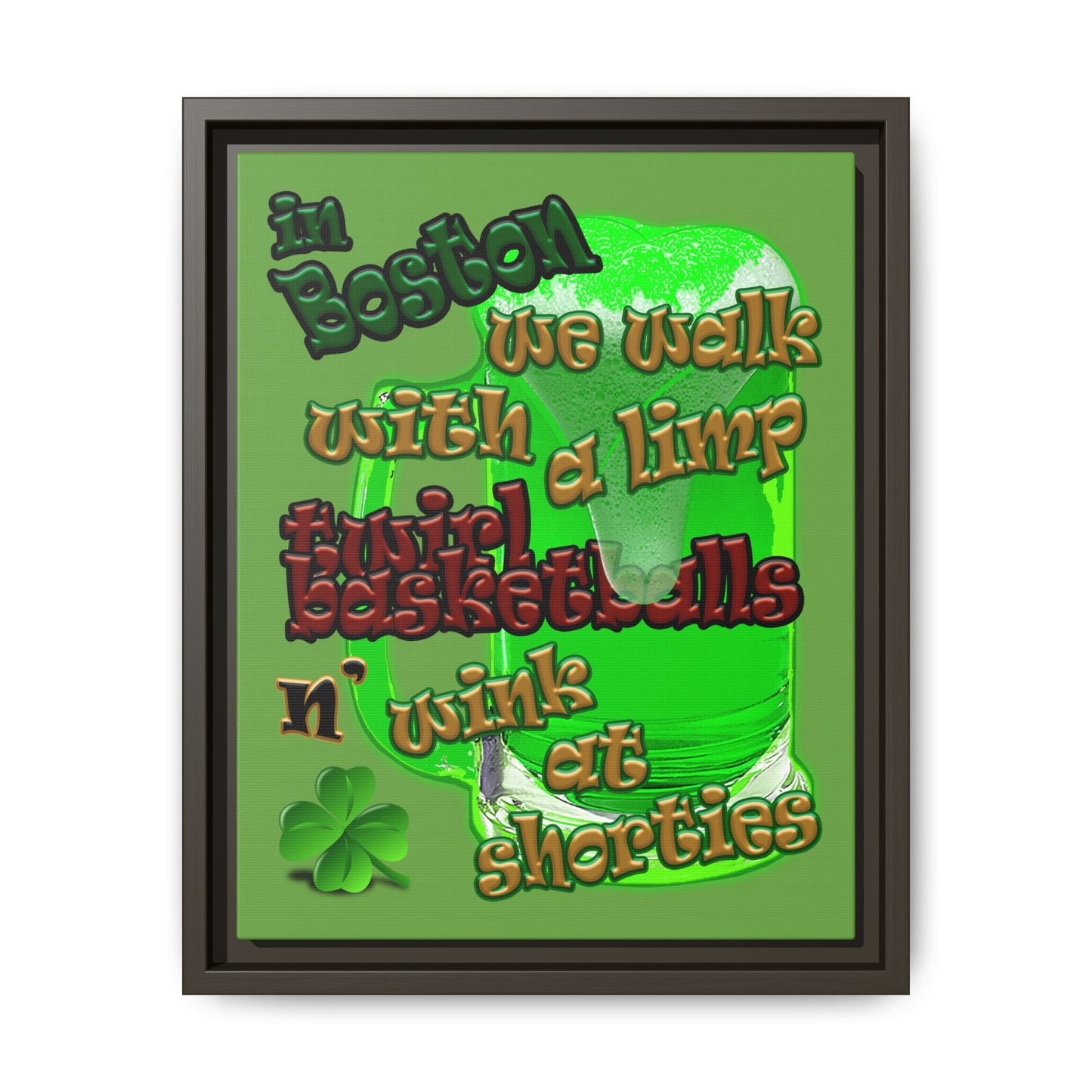 celtics logo - framed canvas art (green)