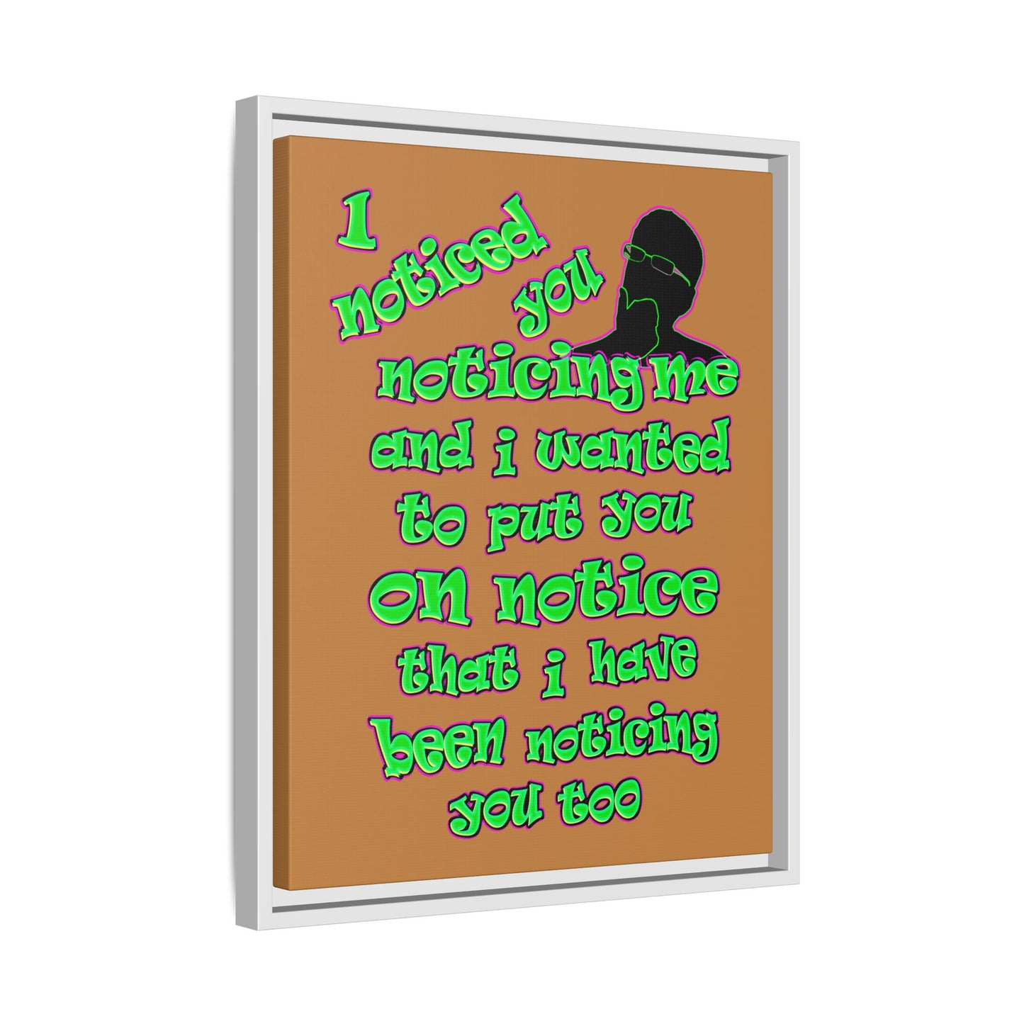 noticed you noticing - framed canvas art (light brown)