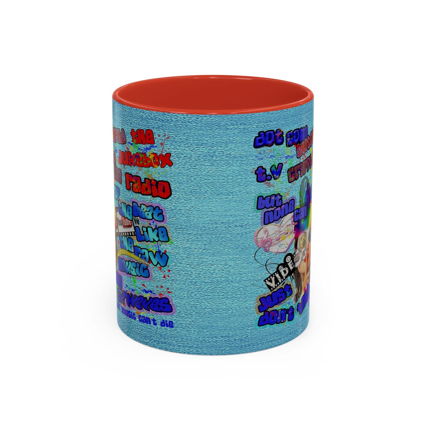drop the beat - Accent Mug (faded blue)