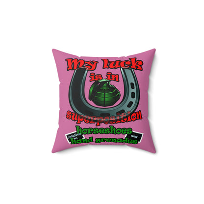 my luck - Faux Suede Square Pillow - (light pink)