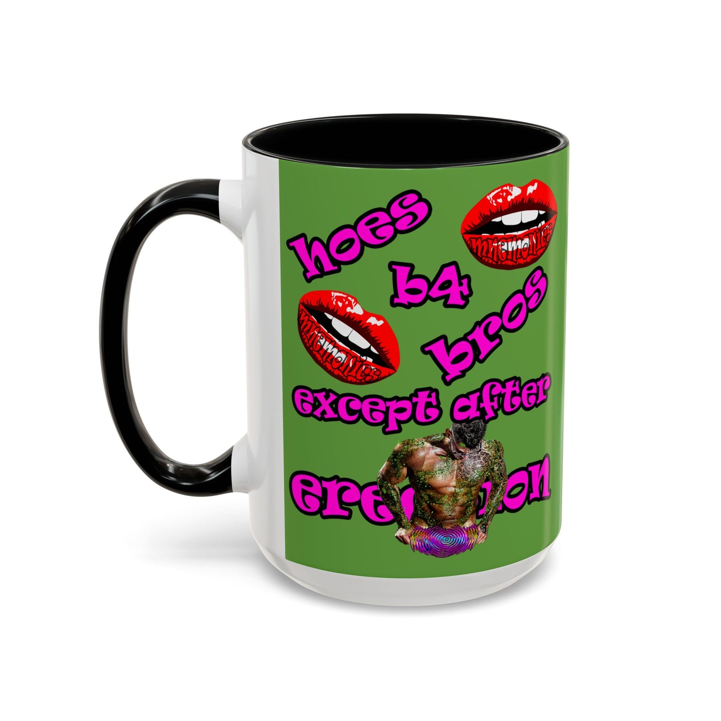 hoes b4 bros - Accent Mug (green)