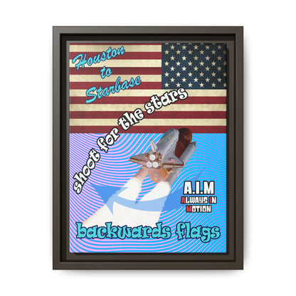 shoot for the stars - framed canvas art (light blue-purple wave)