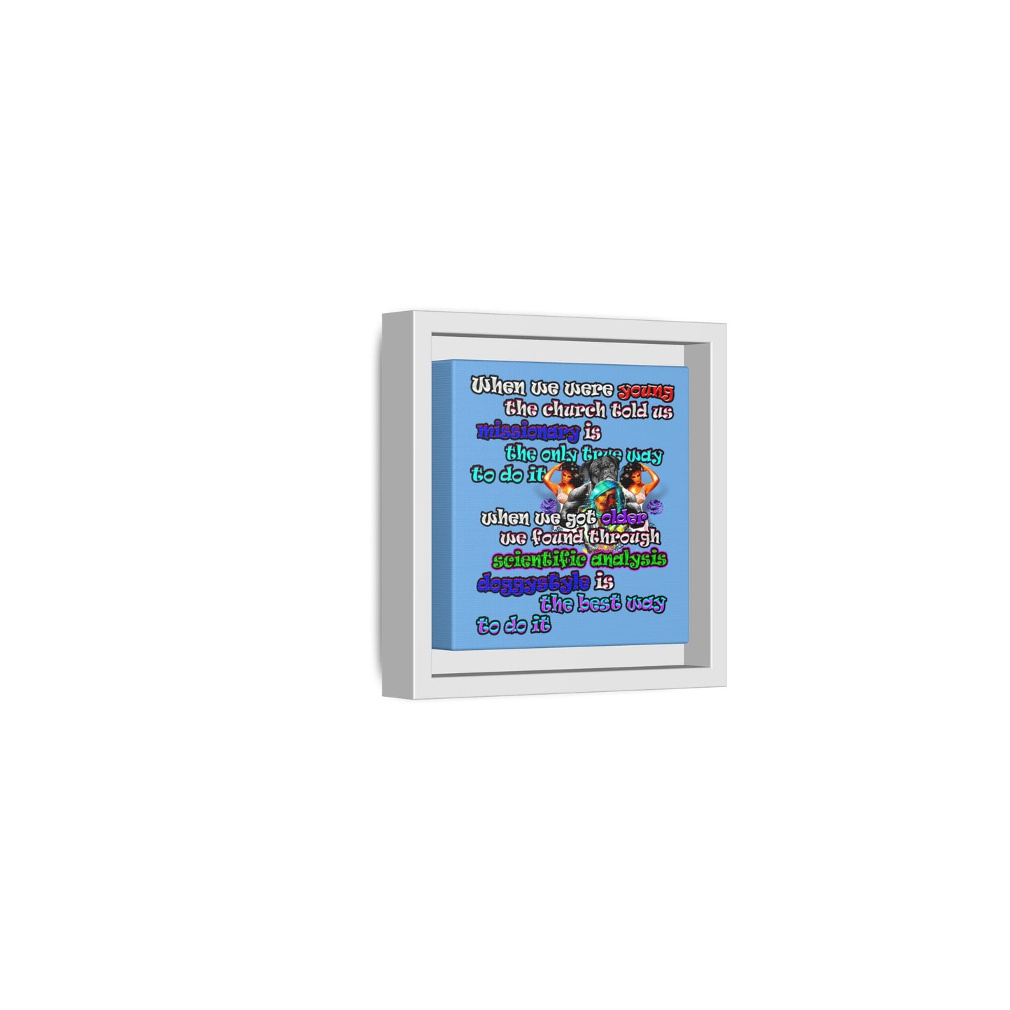doggystyle - framed canvas art (light blue)