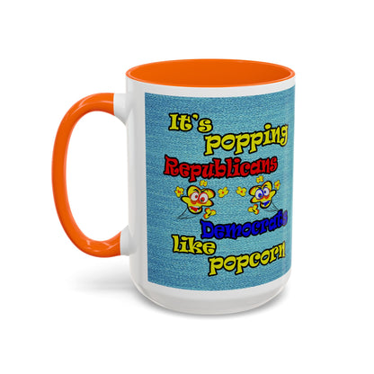popping like popcorn - Accent Mug (faded dark blue)