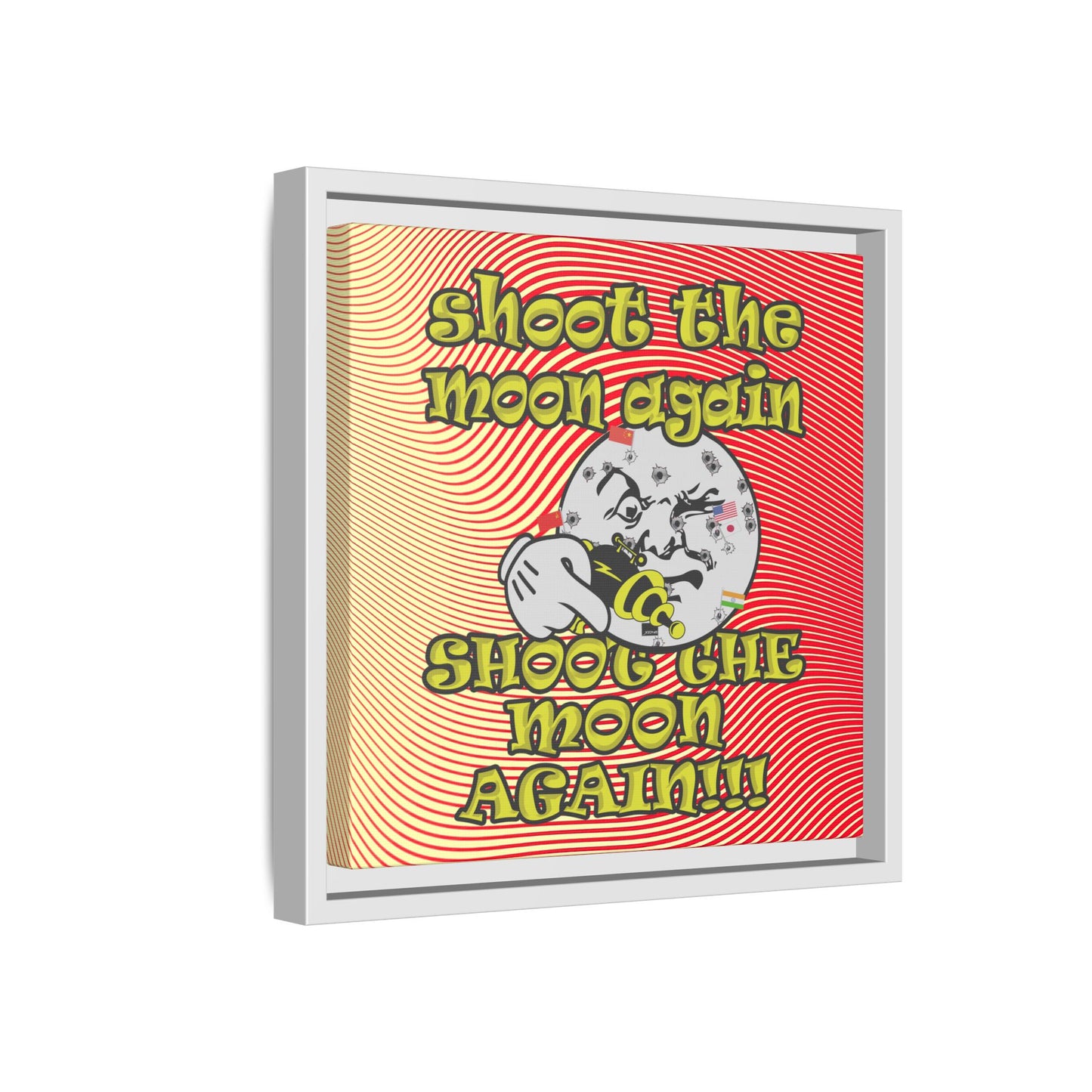 shoot the moon again - framed canvas art (yellow-orange wave)