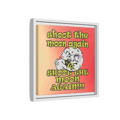 shoot the moon again - framed canvas art (yellow-orange wave)