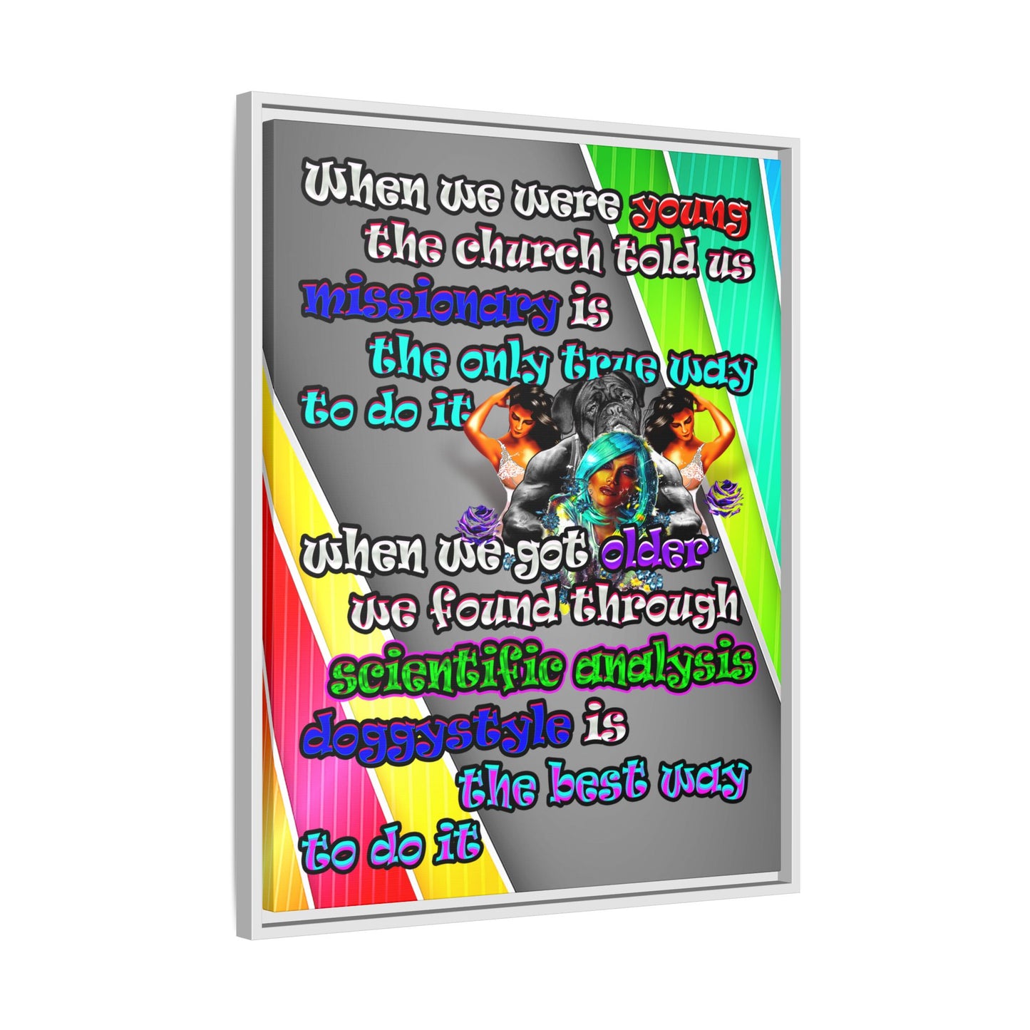 doggystyle - framed canvas art (rainbow split)