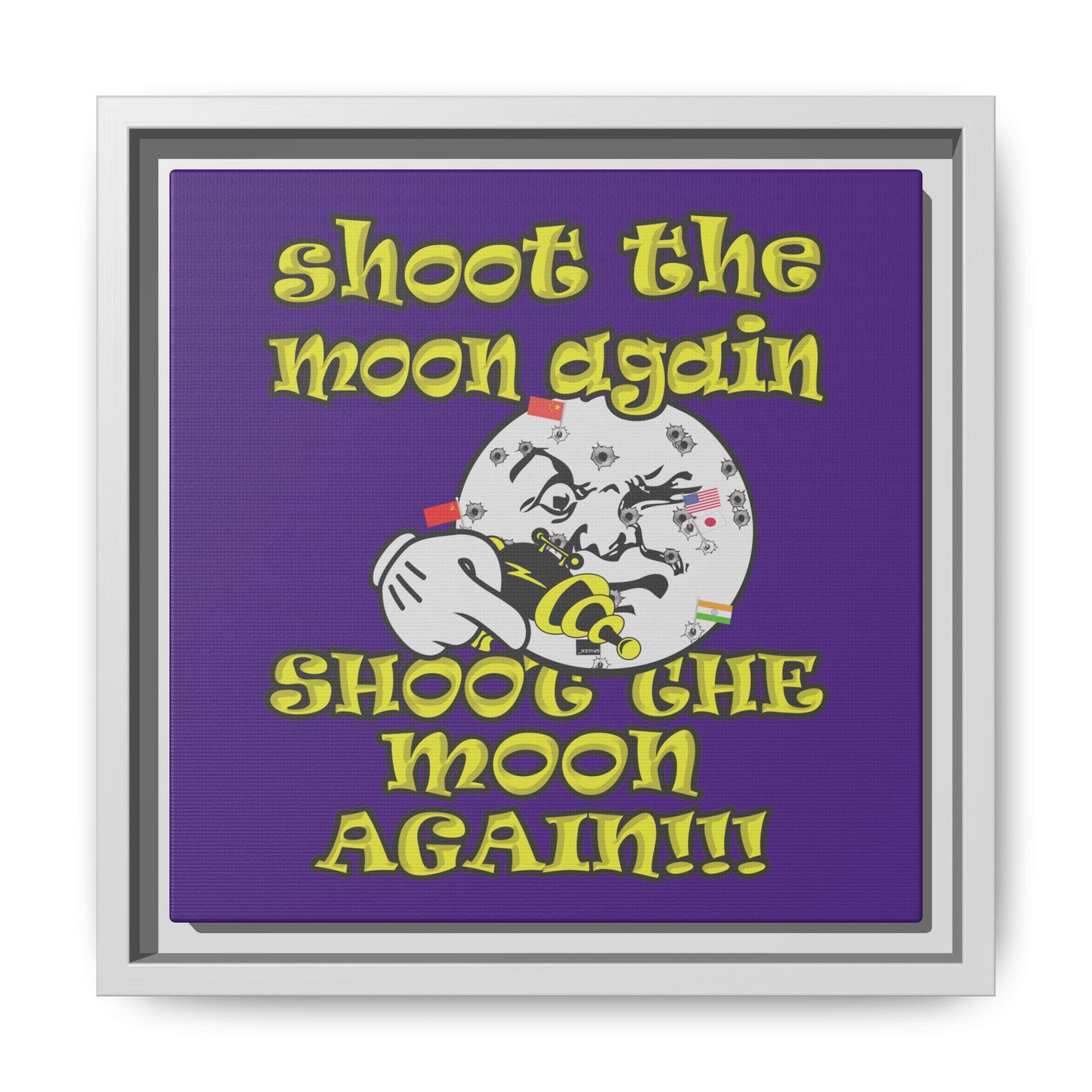 shoot the moon again - framed canvas art (purple)