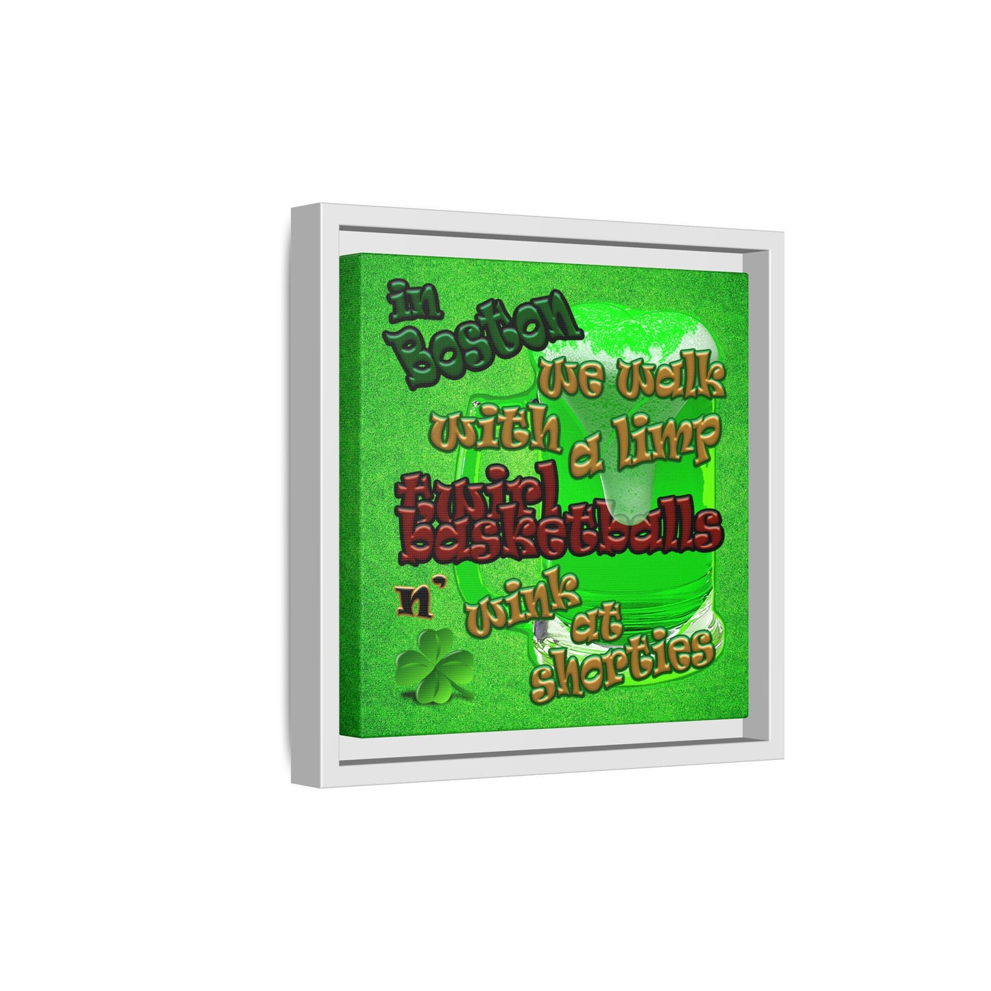 celtics logo - framed canvas art (green turf)